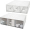 CertBuy 2 Pack Desk Organizer, Stackable Storage Drawers with 6 Compartments for Makeup Storage, White Plastic Desk