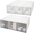 CertBuy 2 Pack Desk Organizer, Stackable Storage Drawers with 6 Compartments for Makeup Storage, White Plastic Desk
