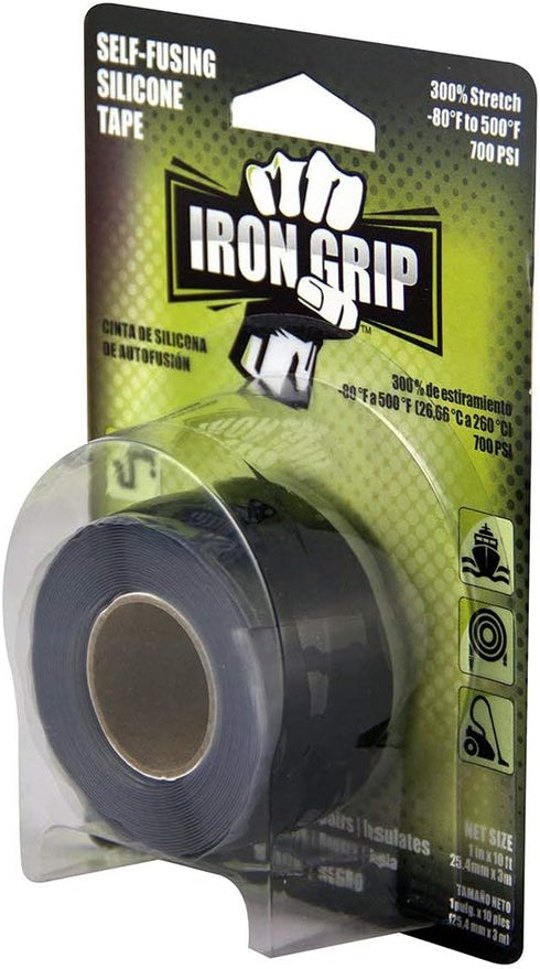 IPG Iron Grip Self-Fusing Silicone Tape, 1" x 10 ft, Black