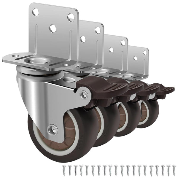2 Inch Side Mount Casters Set of 4,Rubber L-Shaped Small casters,Caster Wheels
