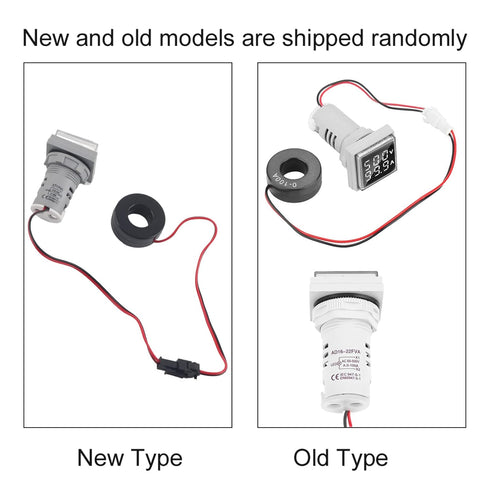 AC Current and Voltage Indicator, 22mm Display Meter, 0-100A 60-500V LED Voltmeter, Current Detector (White)