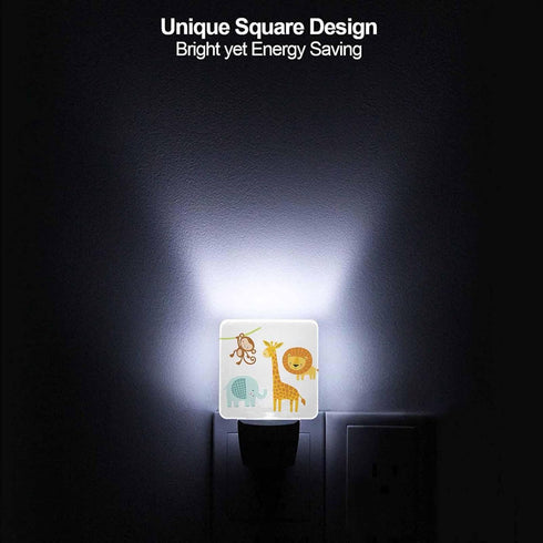 Chrobak LED Night Light,Cute Jungle Animal LED Night Light Plug into Wall with Dusk to Dawn Light Sensor White Energy