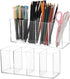 Toyosport 2 Pcs Acrylic Pen Holders, Clear Plastic Pencil Holders, 4-Compartment Desktop Stationery