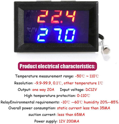 Ximimark DC12V-50-110? W1209WK Digital Thermostat - Temperature Control Smart Sensor Waterproof NTC Sensor, 1Pcs