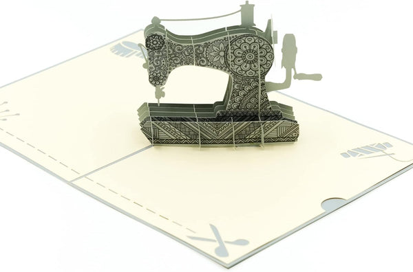 Vintage Sewing Machine Pop Up Card, Multi-Occasion Greetings for Birthday, Anniversary, Retirement, Thank You