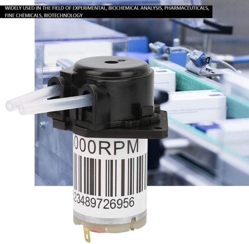 Walfront 6V Miniature Silent Peristaltic Pump, Titration DC Self-Priming Dosing Pump 0.1-100 ml/min (Flat Black)