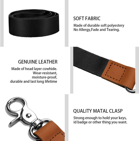 AZEAM Black Lanyard Holder with Metal Clasp for Keys, ID Badges, Cards, Car Keys, Wallet