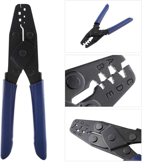 22-10 8 Inch Professional AWG Wiring Harness Crimp Plier, Open Crimper, Blue Handle, High-Carbon