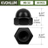 kvohlum #8-32 30 304 Acorn Cap Nuts, PCS Black Coating Acorn Dome Cap Nuts, Hex Drive, Stainless Steel