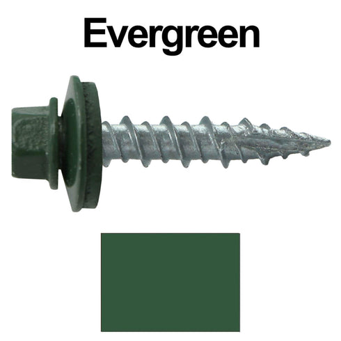 Metal ROOFING SCREWS: (250) 10 x 1" Evergreen Hex Head Sheet Metal Roof Screw with EPDM Washer