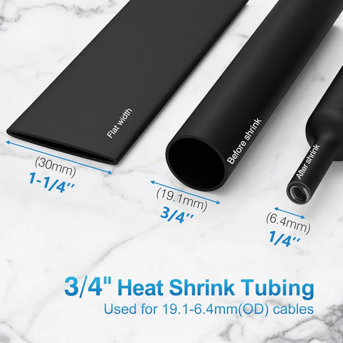 ELECFUN 3/4 Inch 8 Ft Heat Shrink Tubing Roll, Marine Grade Adhesive Lined Waterproof Wiring Wrap