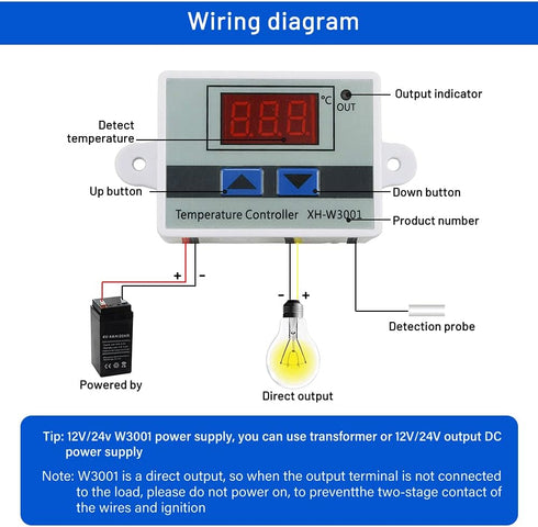 XINGYHENG XH-W3001 DC 12V 10A Microcomputer Digital Temperature Controller, Digital Display Thermostat Switch