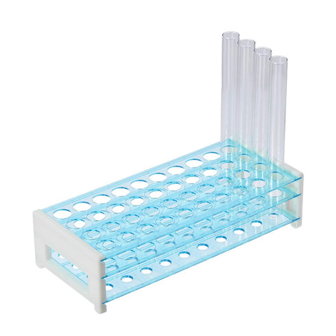 uxcell Detachable Polypropylene Test Tube Holder Rack with 40 Holes for 15-18mm Tubes (Light Blue)