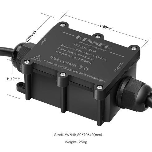 20-30 90-250V KTNNKG amp Waterproof Remote Control Power Switch with Long Range Remote,Outdoor Weatherproof Smart