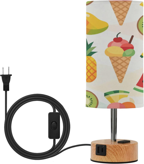 MOOCG Fruit Ice Cream Touch Control Table Lamp with Fabric Shade, 3 Color