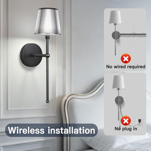 Set 2, Dimmable 5200mAh, TaoFiaCo Battery Operated Wall Sconces of Wireless Wall Sconce with Remote Timer, Rechargeable
