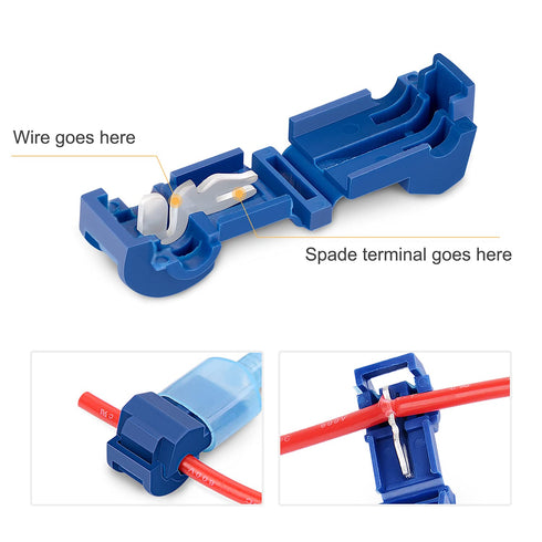 Nilight - 50004R 120 Pcs/60 Pairs Quick Splice Wire Terminals, T-Tap Self-stripping with Nylon Disconnects