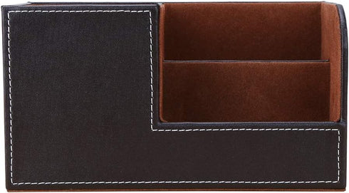 KINGFOM Desk Organizer - Multi-function Office Supplies Caddy in Brown Pu Leather