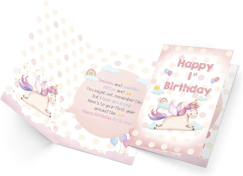Prime Greetings First (1st) Birthday Card - Eco-Friendly, Made in America, Thick Card Stock with Premium Envelope 5in x