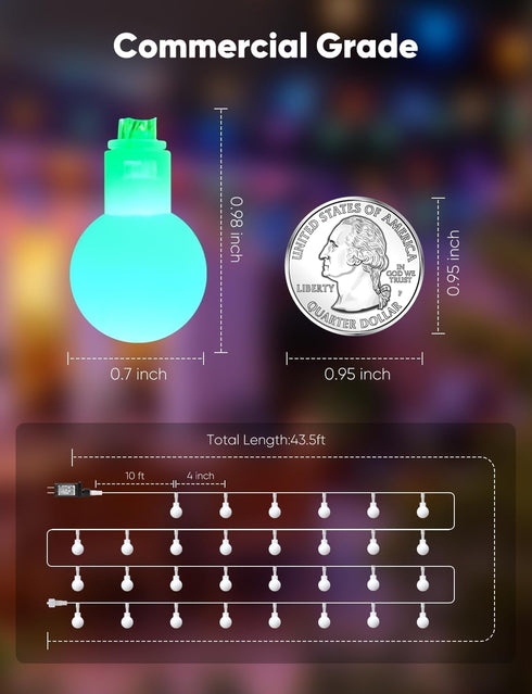 33 100 (16Color Minetom Color Changing Globe String Lights, Feet Led Fairy Lights Plug in with Timer Remote, Christmas