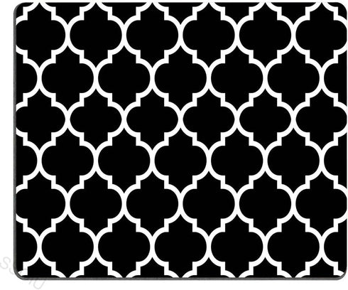 SSOIU Custom Gaming Mouse Pad, Modern Black Quatrefoil, 9.5 x 7.9 inch