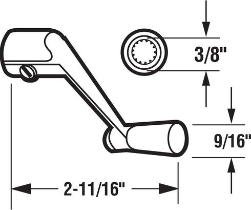 Prime-Line MP3534 Casement Operator Crank Handle with 3/8 In. Bore, Bronze (Single Pack)