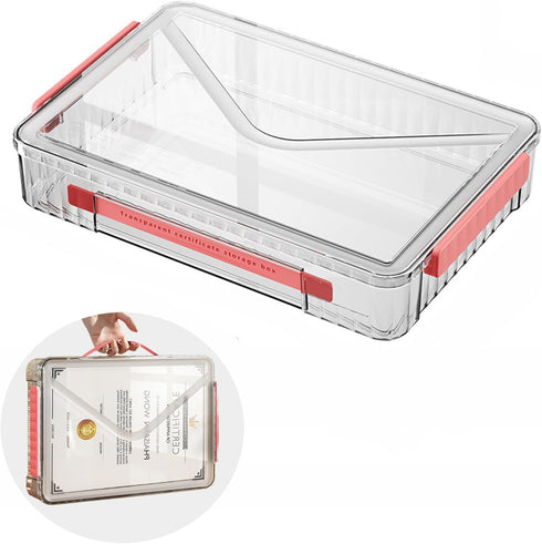 Marte Vanci Portable Project Case with Lid, Clear Plastic Storage Bin with Handle for A4 Letter Paper, Photo Crafts