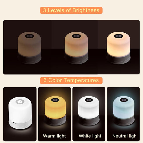 Generic 3 1 Portable Night Light, USB Rechargeable Small Desk Lamp, Brightness & Remote, Touch Bedside Cordless Table