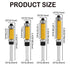 Totowood 4Pcs Set 1/4 Inch 1/2 Inch 3/4", 1", 1-1/4", 1-1/2" Inch Top and Bottom Bearing Flush Trim Router Bits Shank