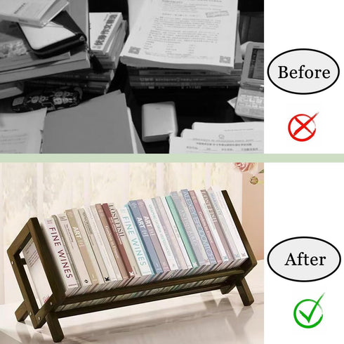 Fox Claw 16"-L) Wood Tilting Bookcase in Living Room/Home/Office, Desktop Book Shelf Organizer Bookshelves Storage Rack