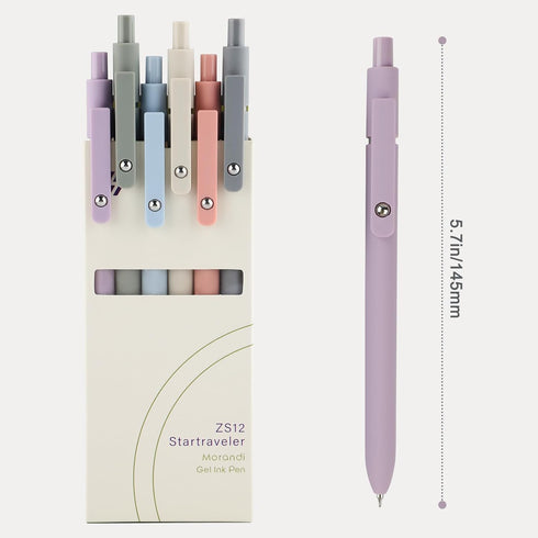 FIOVER 6Pcs Gel Pens 0.5mm, Fine Point Smooth Writing Black Gel Ink Pens for Journaling, Cute Aesthetic Gifts