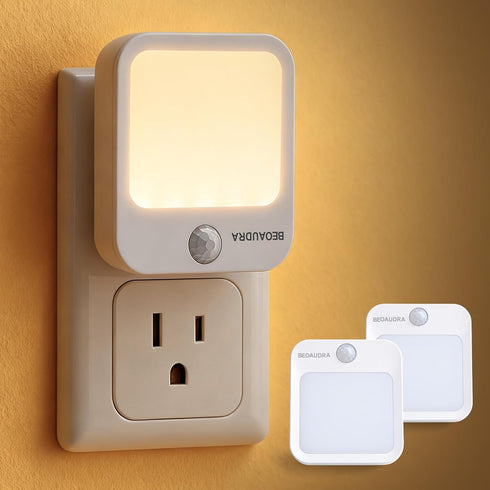 BEOAUDRA Motion Sensor Night Light Plug in, Dimmable Warm White Motion Activated LED