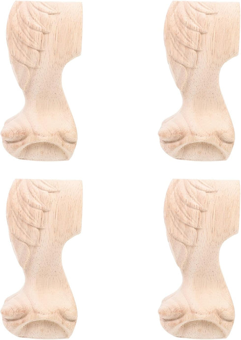 LIFKOME 4pcs Rubber Wood Carving Furniture Legs Sofa Supporting Table Replacement Feet 12x6cm