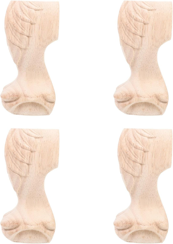 LIFKOME 4pcs Rubber Wood Carving Furniture Legs Sofa Supporting Table Replacement Feet 12x6cm