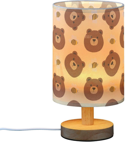 Amooorous Cartoon Cute Brown Bear and Bee Table Lamps for Living Room Baby Night Light for Dresser Lamp for Study Desk