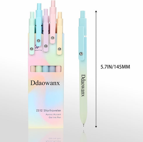 Ddaowanx Gel Pens, 5 Pcs 0.7mm Quick Dry Black Ink, Fine Point Smooth Writing Pens, Cute Office Gifts