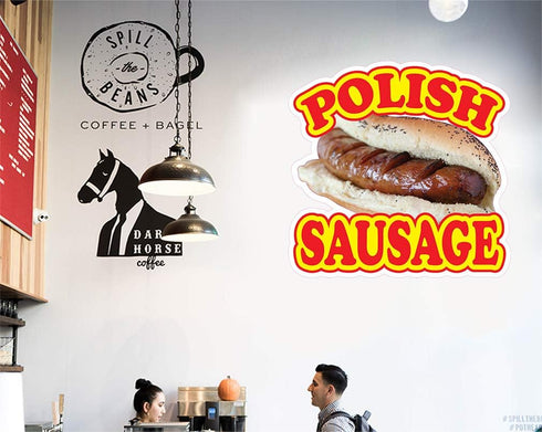 Fastasticdeals X37 10 Food Truck Decals Polish Sausage Concession Restaurant Die-Cut Vinyl Sticker & Sign in on Longest