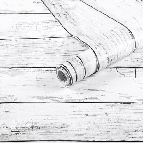Arthome Peel and Stick Wallpaper, White Gray Wood Contact Paper, 11.8 x 100 inches Self Adhesive Vinyl Film