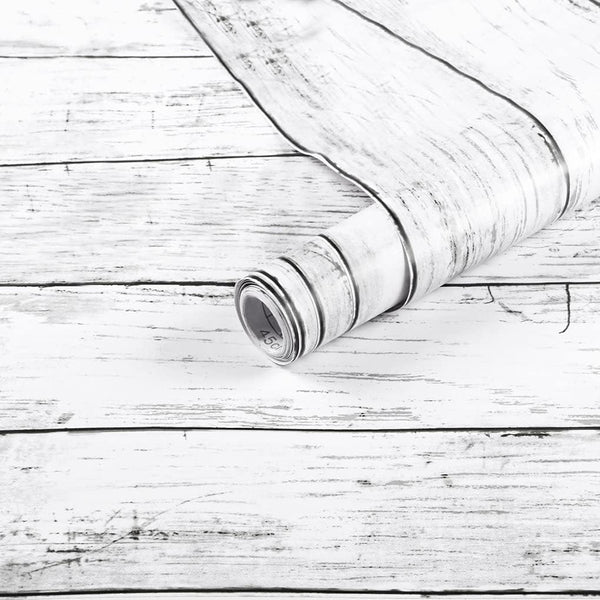 Arthome Peel and Stick Wallpaper, White Gray Wood Contact Paper, 11.8 x 100 inches Self Adhesive Vinyl Film