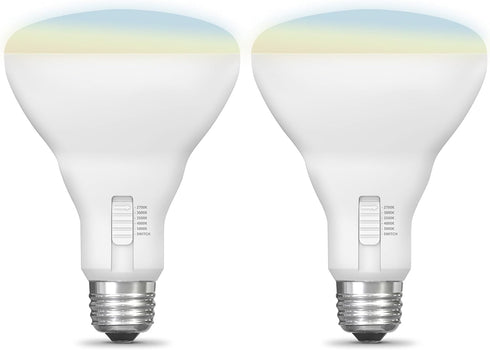 BR30 Bulb, 65W Dimmable, 6-Way, E26 90 650 Bulb, 22-Year BR30DM/6WYCA/2, 2 Pack Feit Electric LED Light Equivalent