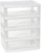 White Desk 4 Drawer Organizer - Plastic Small Drawer Storage for Office and Home