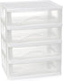 White Desk 4 Drawer Organizer - Plastic Small Drawer Storage for Office and Home