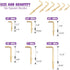 Swpeet 120Pcs Gold Brass Plated Metal Screw-in Square Bend Hooks Kit - 6 Sizes for Home Workplace Office