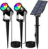 T-SUNUS RGB Solar Spot Lights Christmas, Metal Color Changing Landscape Spotlights IP65