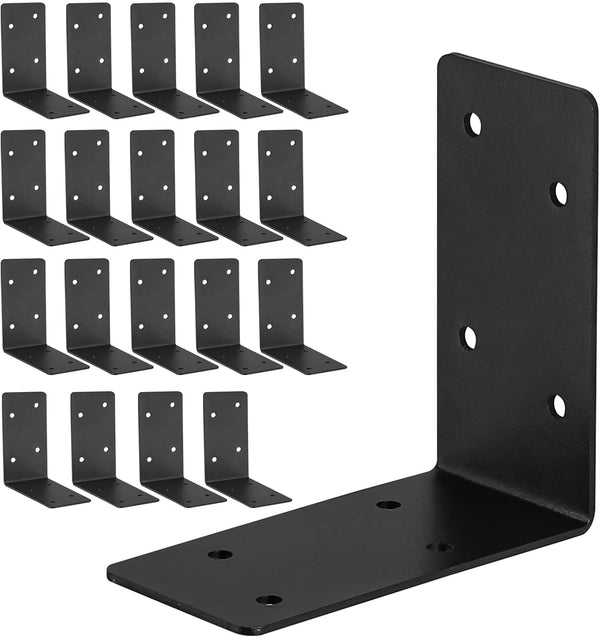 20Pcs Corner Braces,4"x4"x2" Black L Brackets for Wood,Heavy Duty 2mm Steel Black