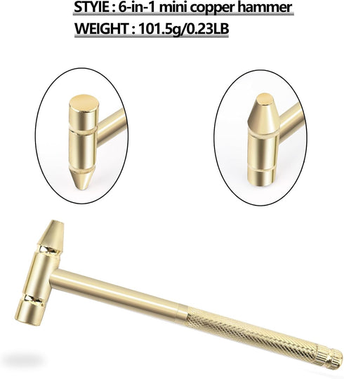 LANDIBO 6-in-1 Hammer Hammer Micro Mini Multifunctional Anti-Corrosion and Anti-Rust Copper and Screwdriver Hand Tool