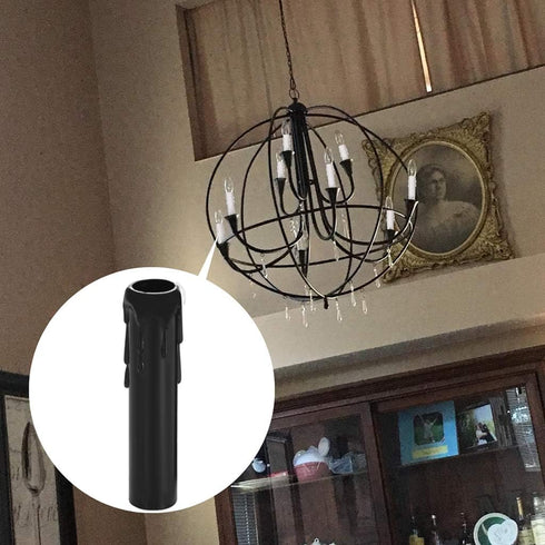 Skelang 24 4" Pcs Tall Candle Socket Covers, Black Candle Covers Sleeves Fit to Most Chandeliers, Chandeliers Base