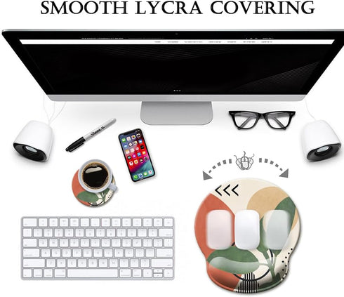 HOPONY Ergonomic Mouse Pad with Wrist Support Gel Rest, Comfortable for Computer and Laptop, 9 x 10 in Modern Abstract