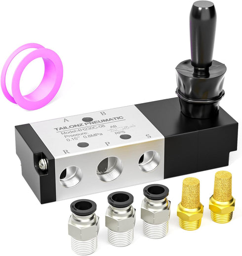 TAILONZ PNEUMATIC 1/4"NPT 5 Way 3 Position Air Hand Lever Operated Valve, Manual Control Push-Pull