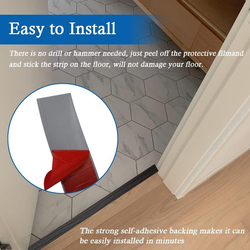 Floor Transition Strip, Self Adhesive Flooring Cover Strips, 2" Wide Vinyl Floor Flat Divider Strip Dark Gray (5cm,